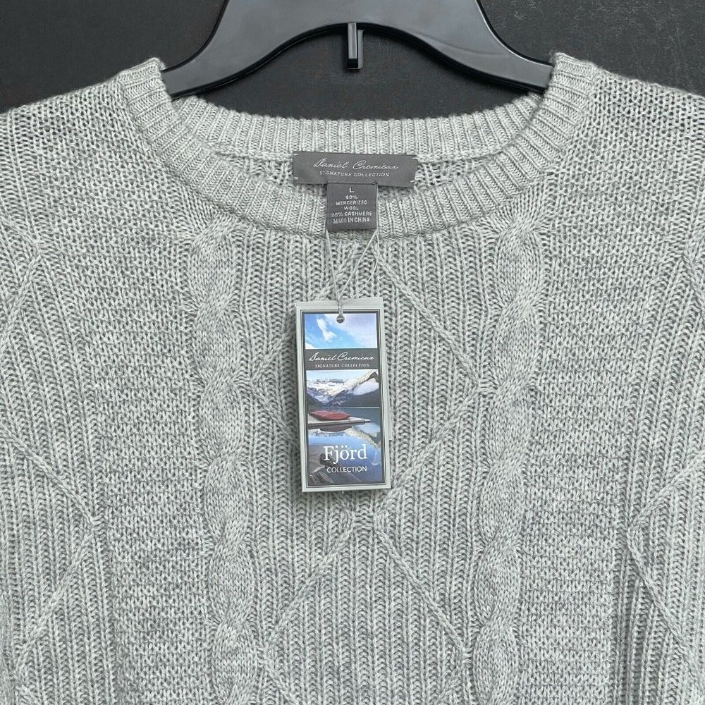 Daniel Cremieux Cashmere Wool Blend Crew Neck Sweater Mens XL Grey $175 NWT
